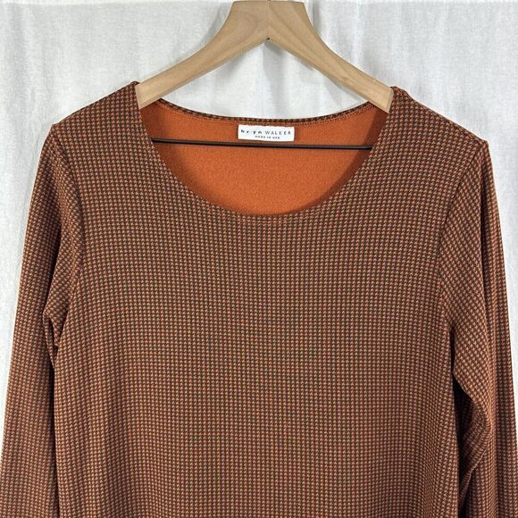 Bryn Walker Damien Long Sleeve Houndstooth Siro Rayon Tunic Top Womens Size L - Picture 4 of 12